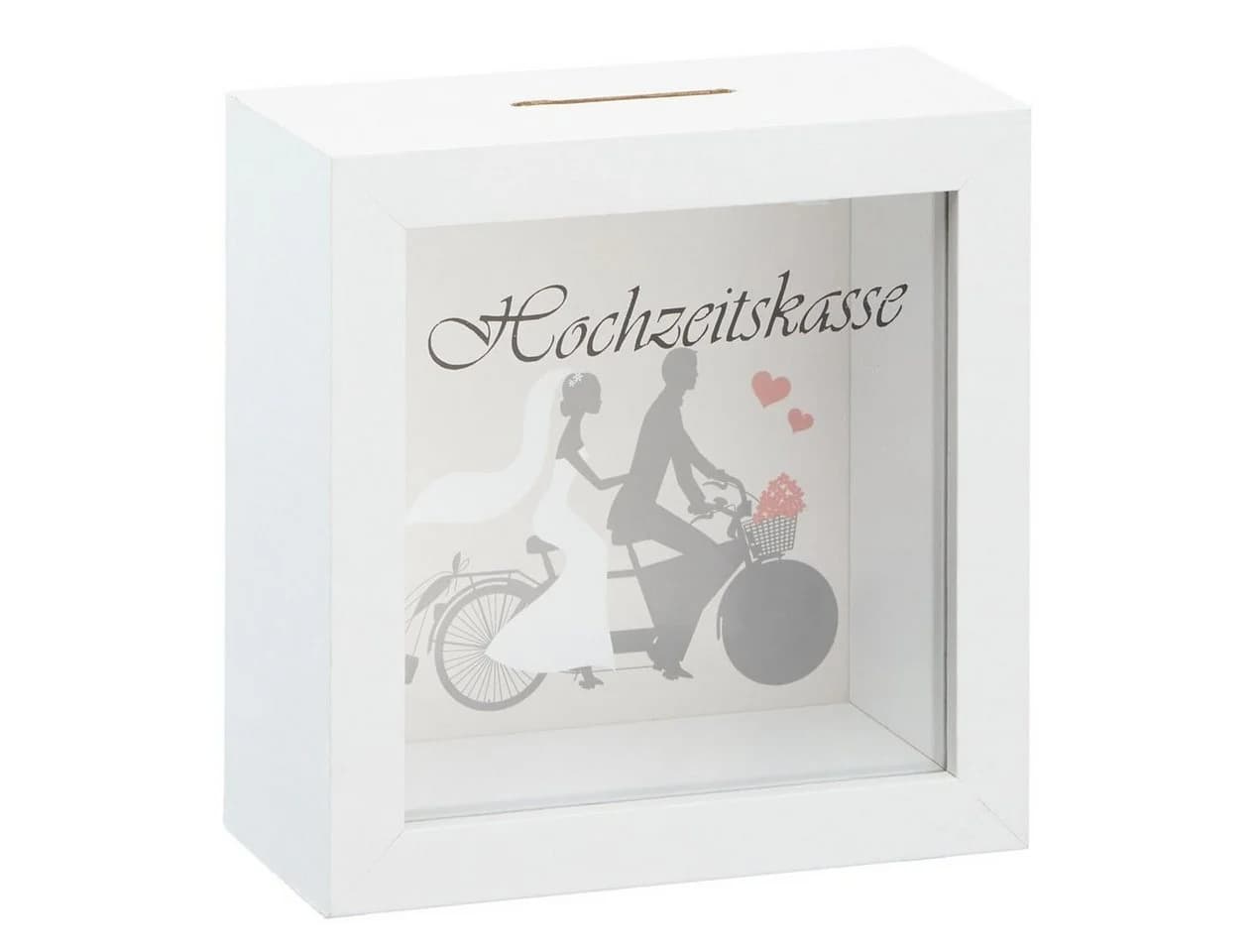 Spetebo Spardose Hochzeitskasse Weiß mit Sichtfenster