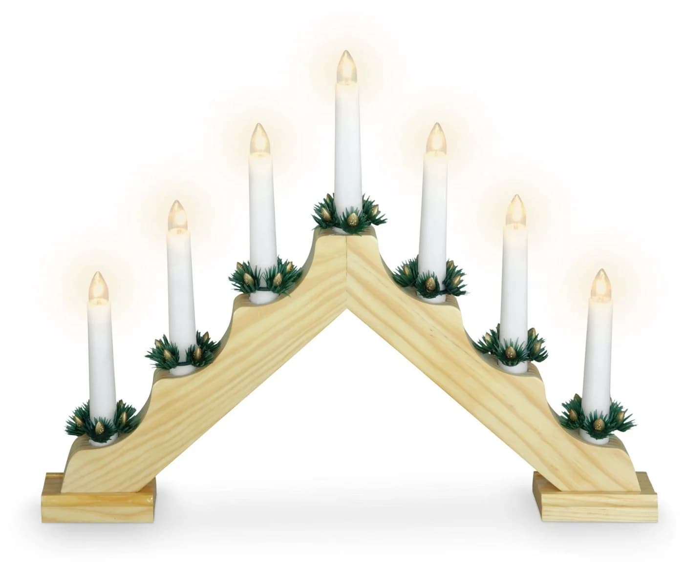 Spetebo LED Schwibbogen 40 cm 7 LED Kerzen Holz