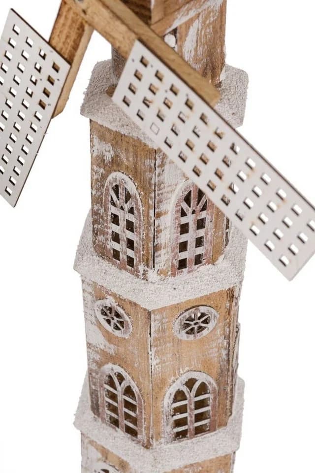 Spetebo LED Holz Windmühle 20 LED Winteroptik