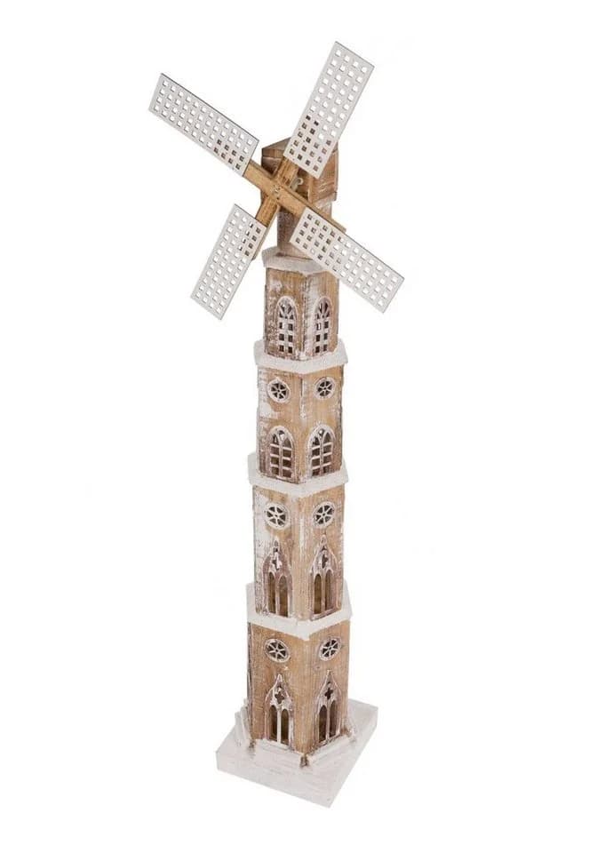 Spetebo LED Holz Windmühle 20 LED Winteroptik - Bild 2
