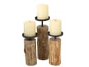 Spetebo Tischkerzenhalter 3er Set Eukalyptus Holz Metall Bild 2