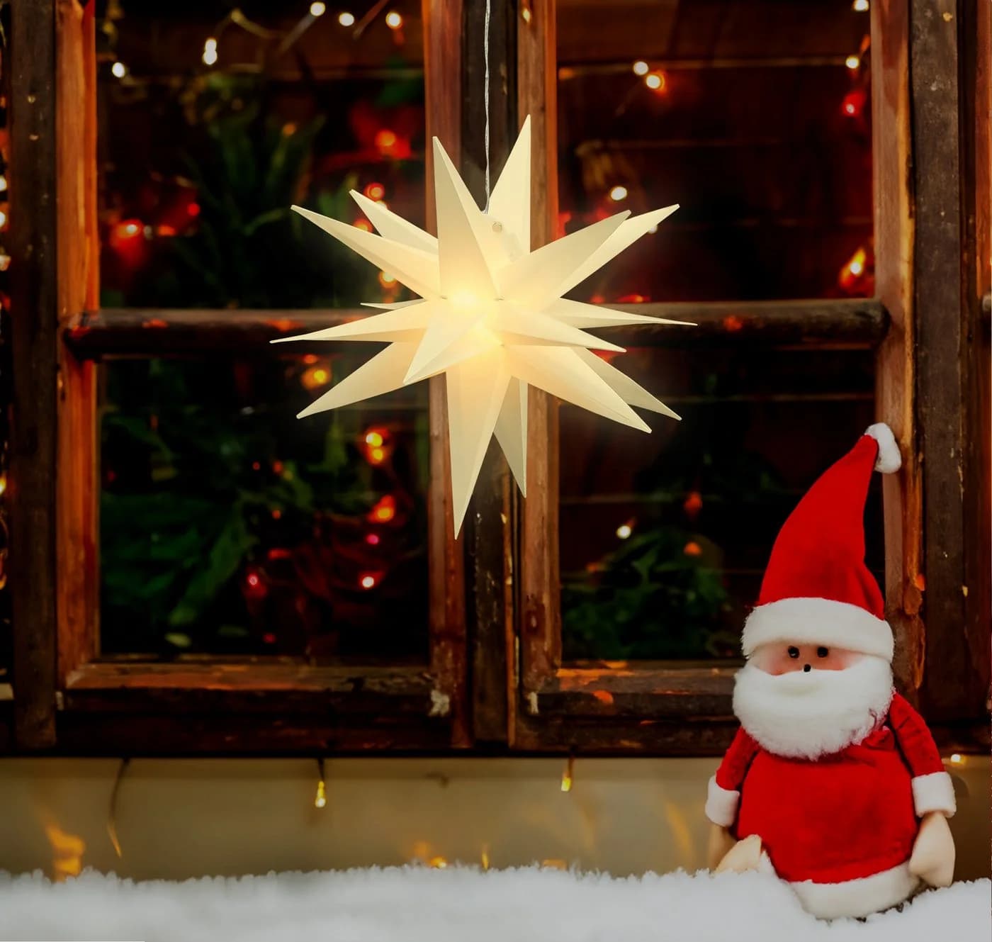 Spetebo LED Weihnachtsstern Deko Leuchte 35cm Timer Warmweiß - Bild 3