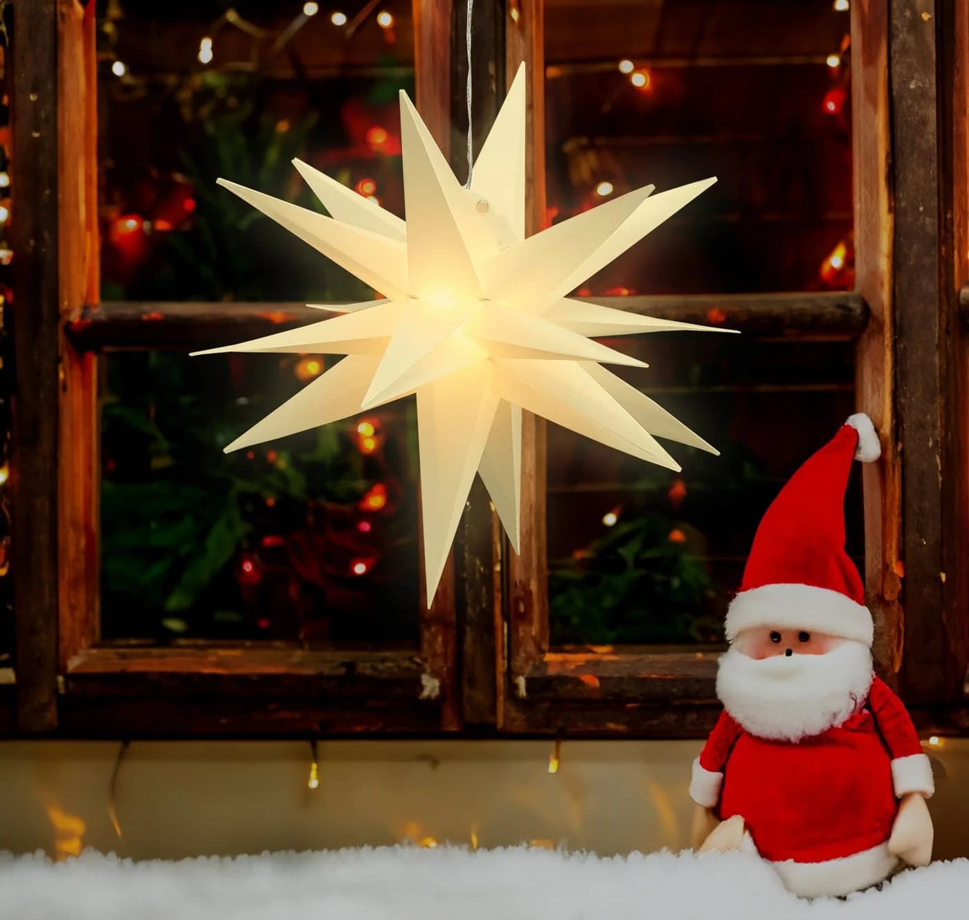 SPETEBO LED Weihnachtsstern Deko Leuchte 60cm Warmweiß mit Timer - Bild 3