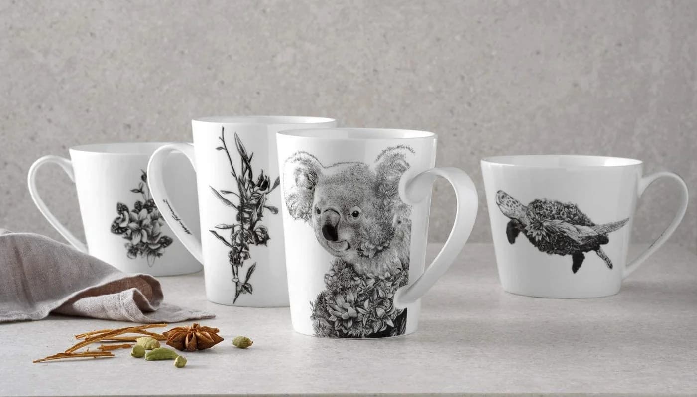 Maxwell & Williams Marini Ferlazzo Tasse Schwarz-Weiß Tiermotiv Keramik