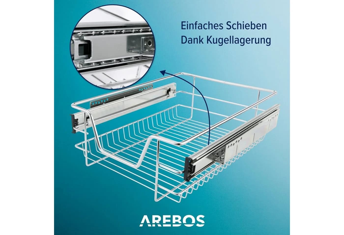 Arebos Teleskopschublade 2er Set Silber Verchromt - Bild 3