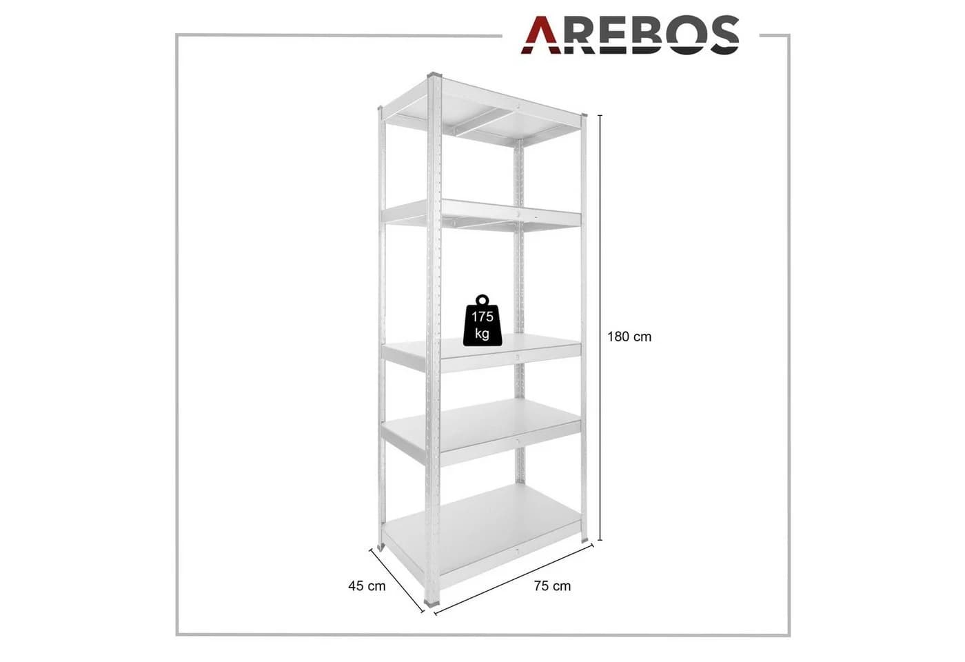 AREBOS Schwerlastregal 2-tlg. Silber Verzinkter Stahl 875 kg Traglast - Bild 4