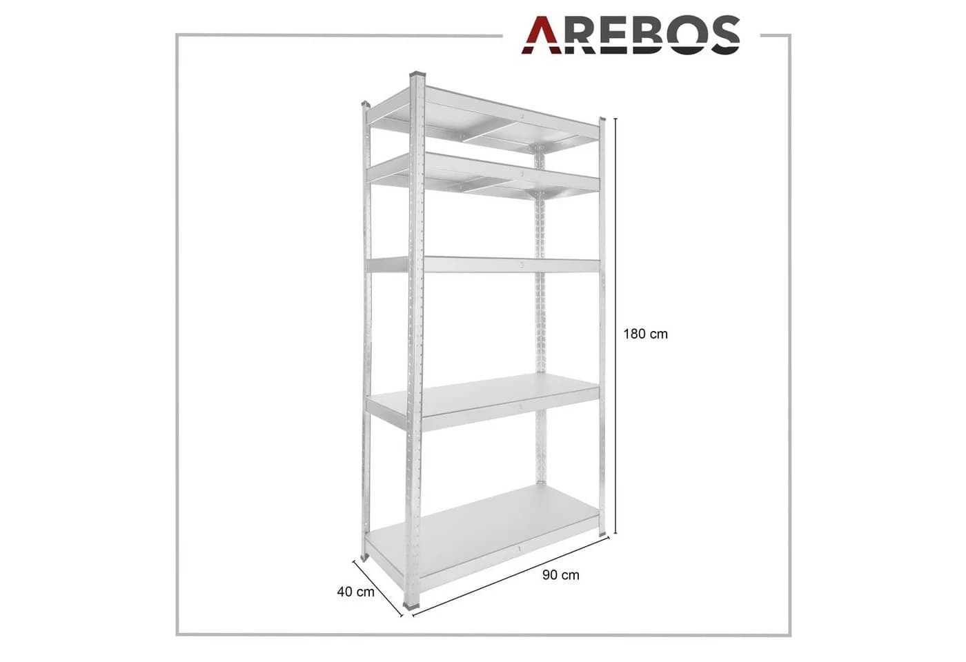Arebos Schwerlastregal 2-tlg. Steckregal Silber Metall - Bild 4