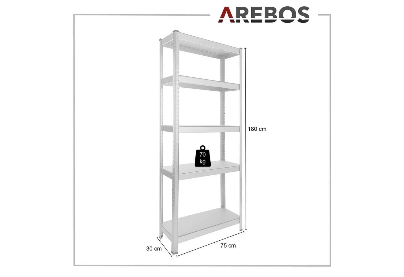 AREBOS Schwerlastregal 2-tlg. Verzinkter Stahl Stecksystem - Bild 4