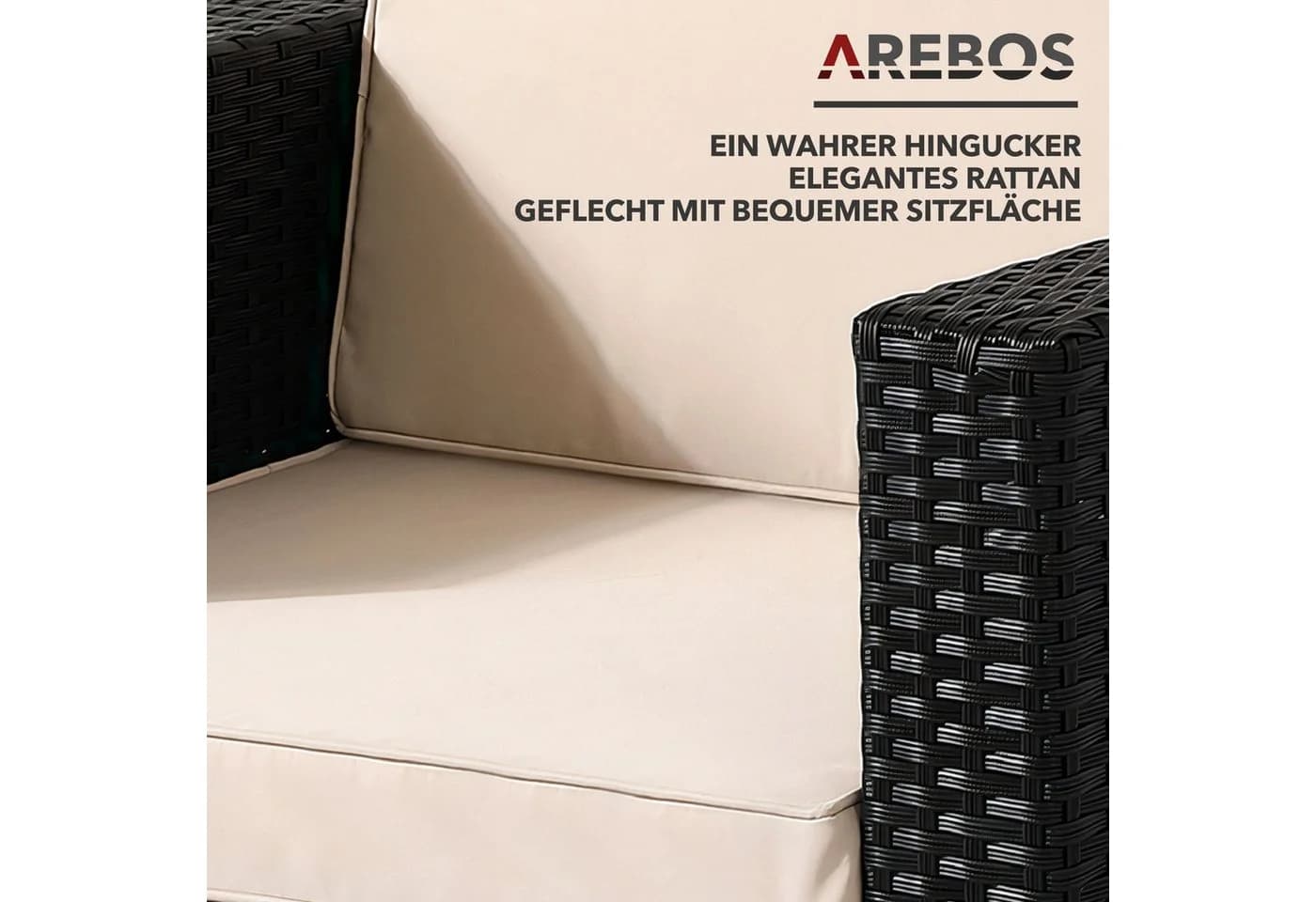 Arebos Gartensessel Poly-Rattan Schwarz mit Kissen - Bild 4
