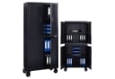 Arebos Aktenschrank 180x90x40 cm Schwarz 4 Türen abschließbar mit Rollen Bild 2