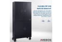 Arebos Aktenschrank 180x90x40 cm Schwarz 4 Türen abschließbar mit Rollen Bild 4