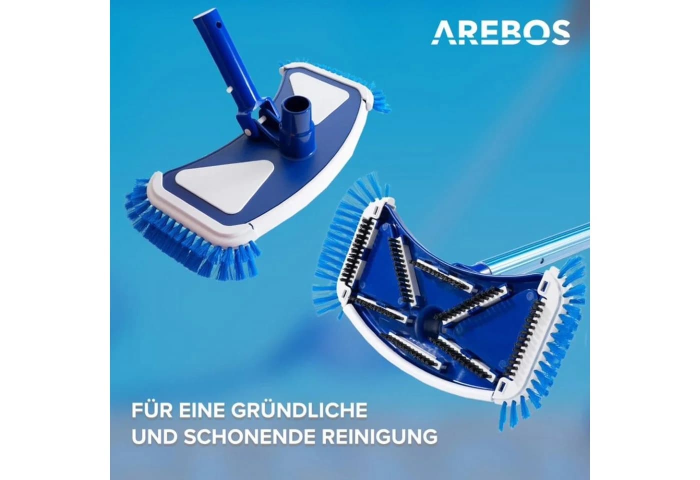 Arebos Poolbürste Bodensaugerbürste Blau-Weiß mit Clip-System - Bild 3