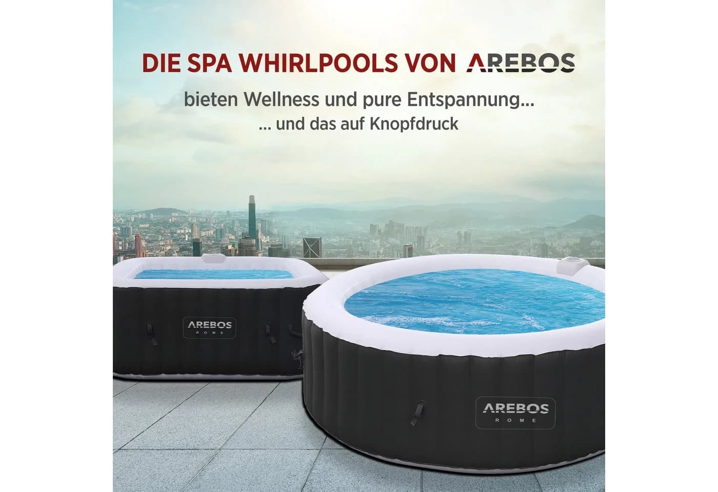 Arebos Whirlpoolkopfstütze Set 2 Nackenkissen & Getränkehalter Weiß - Bild 3