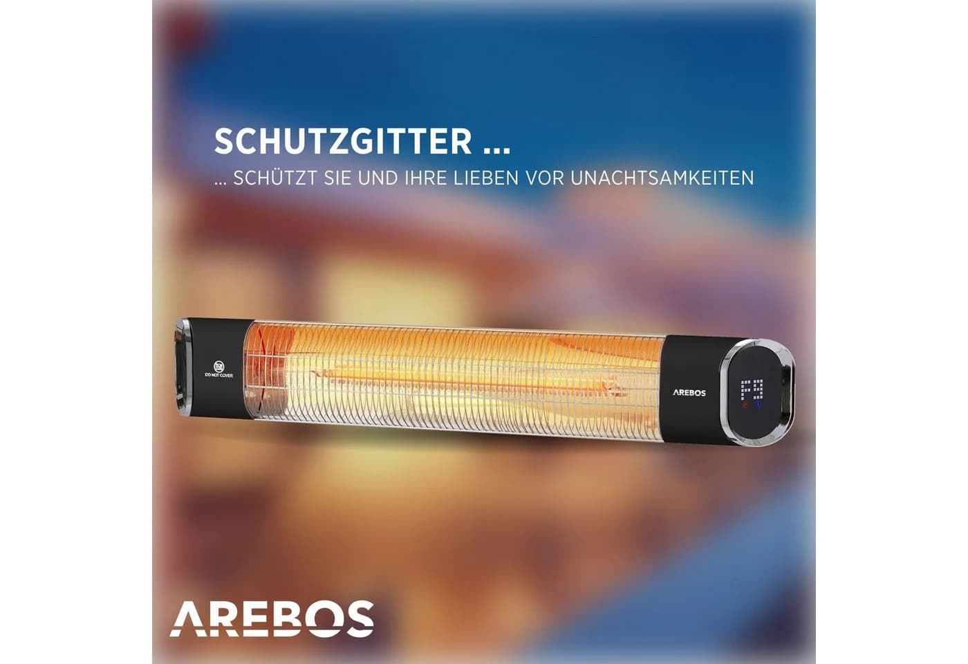 Arebos Heizstrahler 2000W mit Fernbedienung, 2 Leistungsstufen, 9 Heizstufen, IP65 - Bild 3