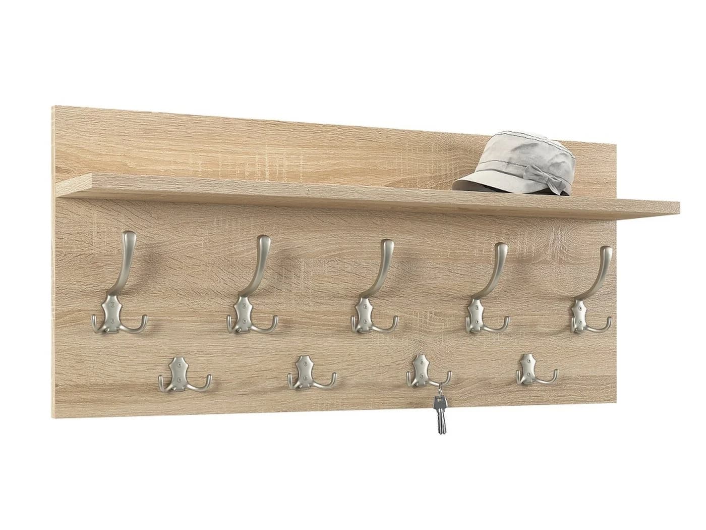 designimpex Wandgarderobe Sonoma Eiche Edelstahloptik mit 23 Haken - Bild 2