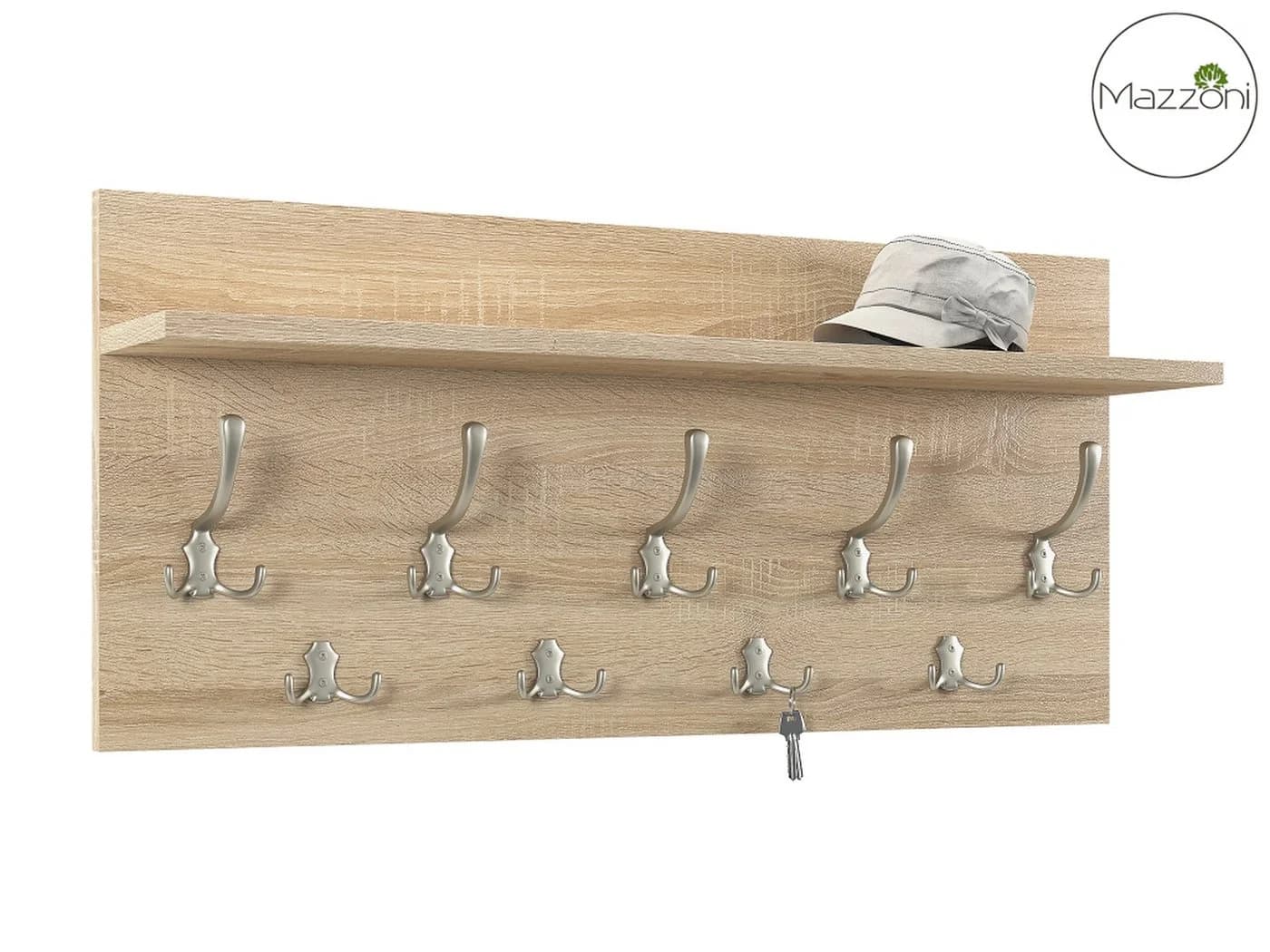 designimpex Wandgarderobe Sonoma Eiche Edelstahloptik mit 23 Haken - Bild 3