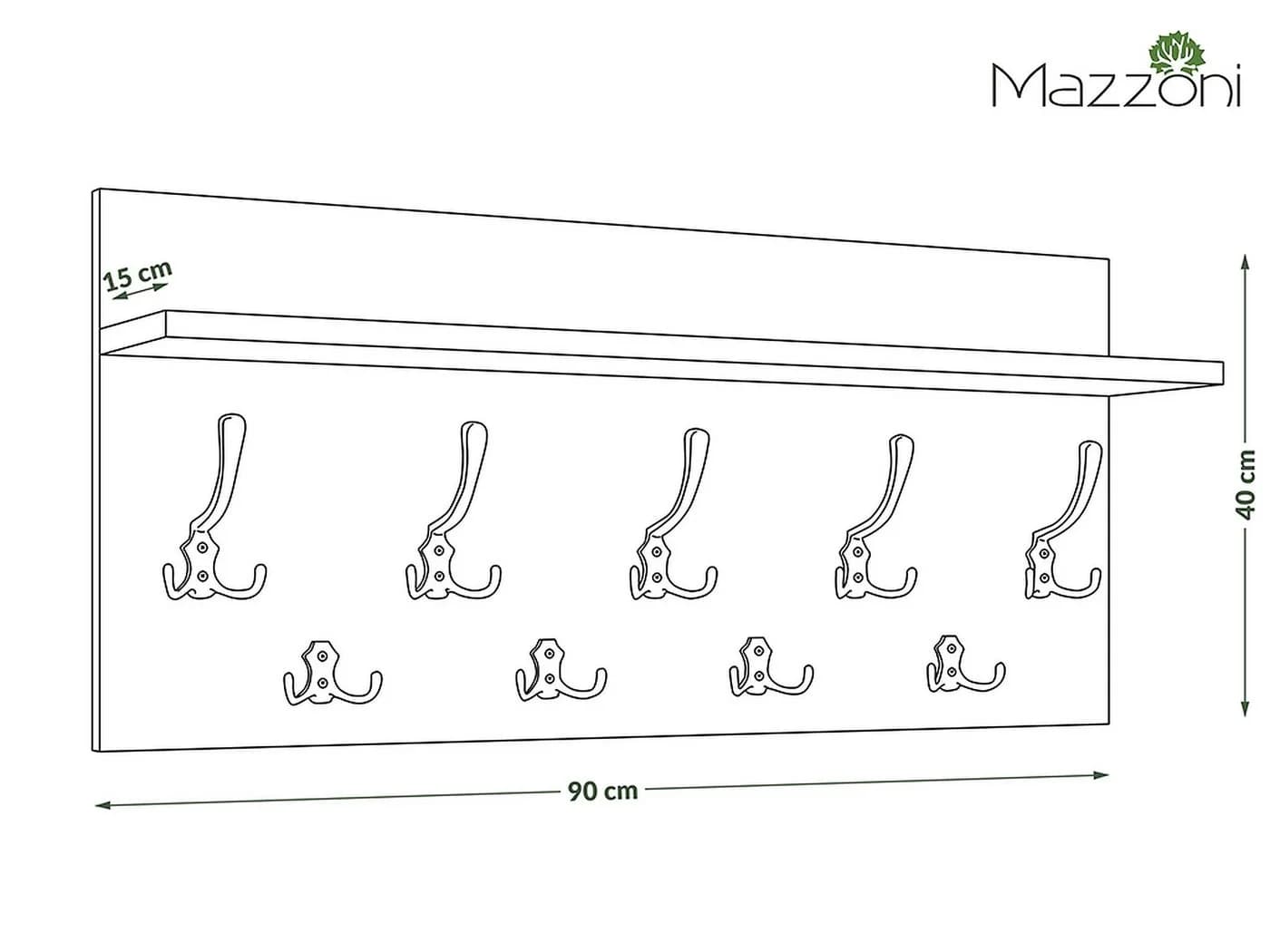 designimpex Wandgarderobe Sonoma Eiche Edelstahloptik mit 23 Haken - Bild 4
