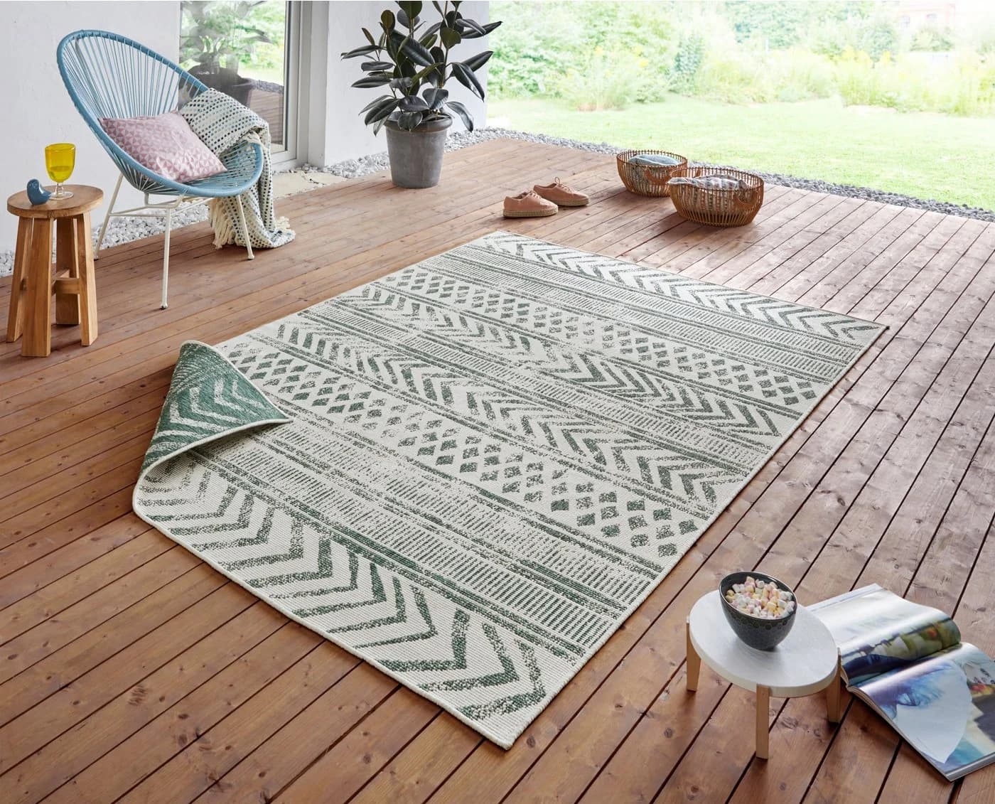 Hanse Home Wendeteppich Biri Creme Grün 120x170 cm Polypropylen - Bild 2