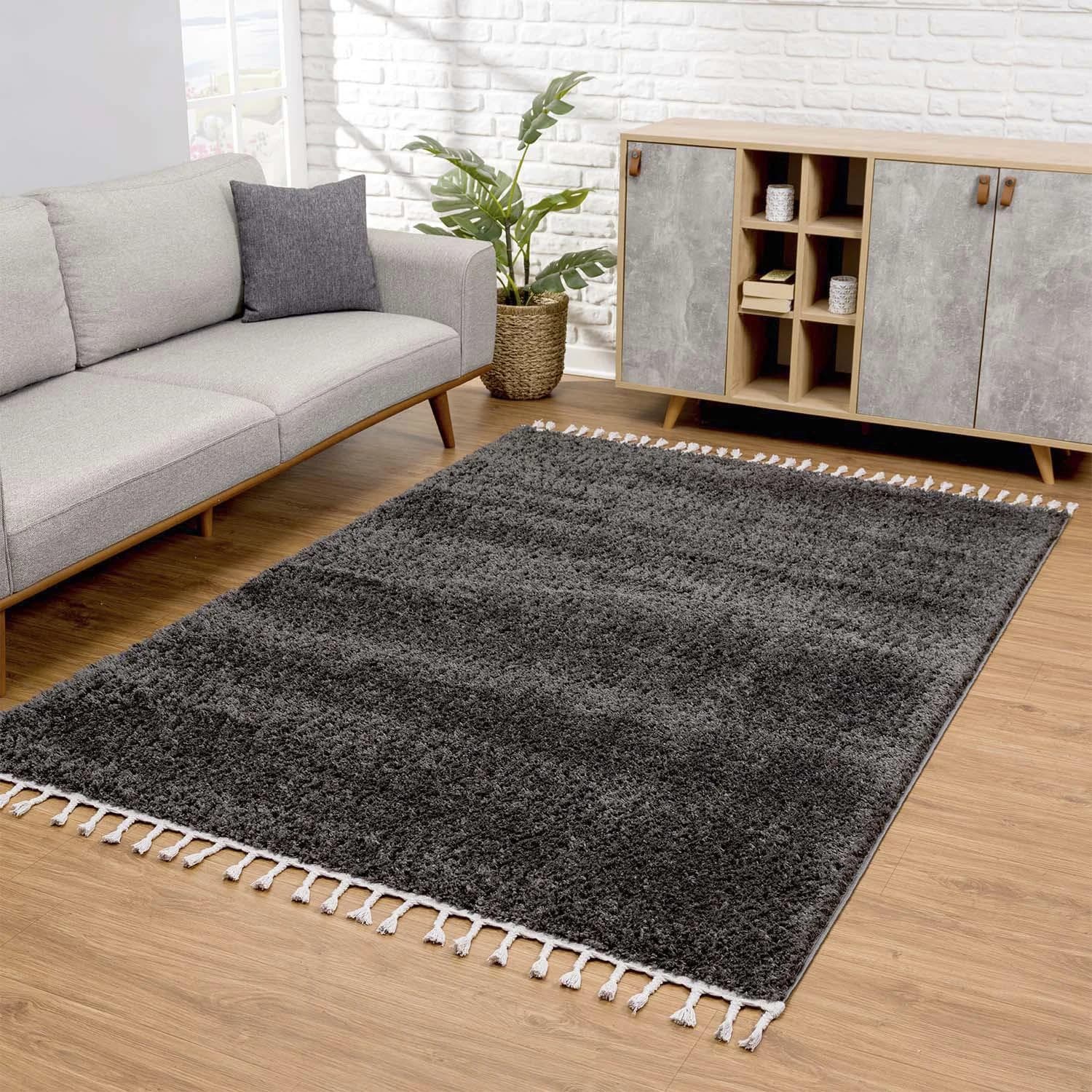 CARPET CITY Hochflor-Teppich Pulpy 100 Anthrazit 160x230 cm