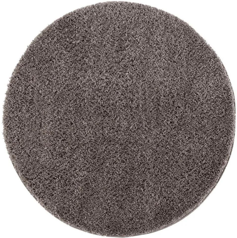 CARPET CITY Hochflor-Teppich Pulpy 100 Grau Rund 120cm