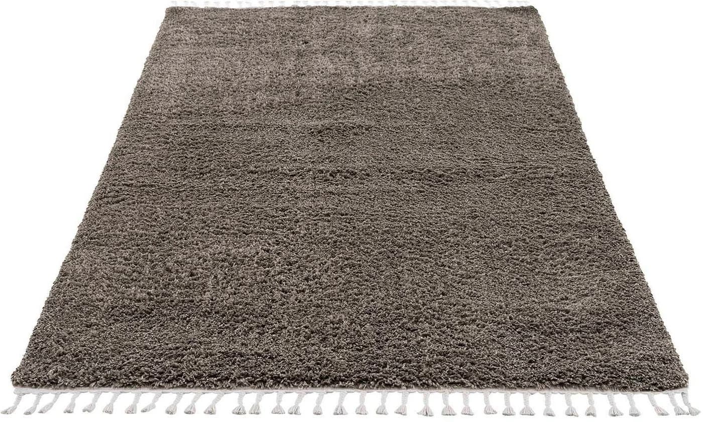 CARPET CITY Hochflor-Teppich Pulpy 100 Grau Uni