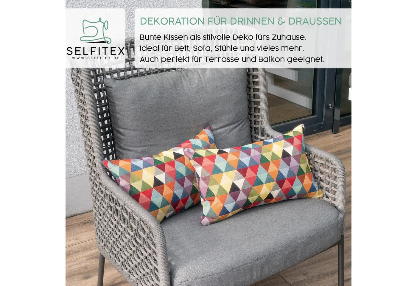 Selfitex Dekokissen 2er Set 30x50/40x40/50x50 cm mit buntem Muster - Bild 5