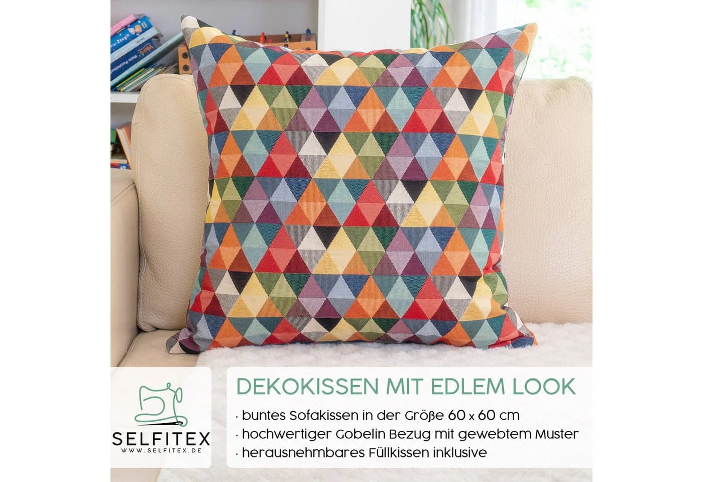 Selfitex Dekokissen Bunt 60x60 cm Inkl. Füllkissen