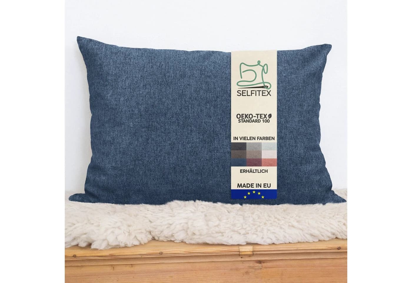 Selfitex Dekokissen Blau mit Füllung für Sofa und Bett - Bild 2