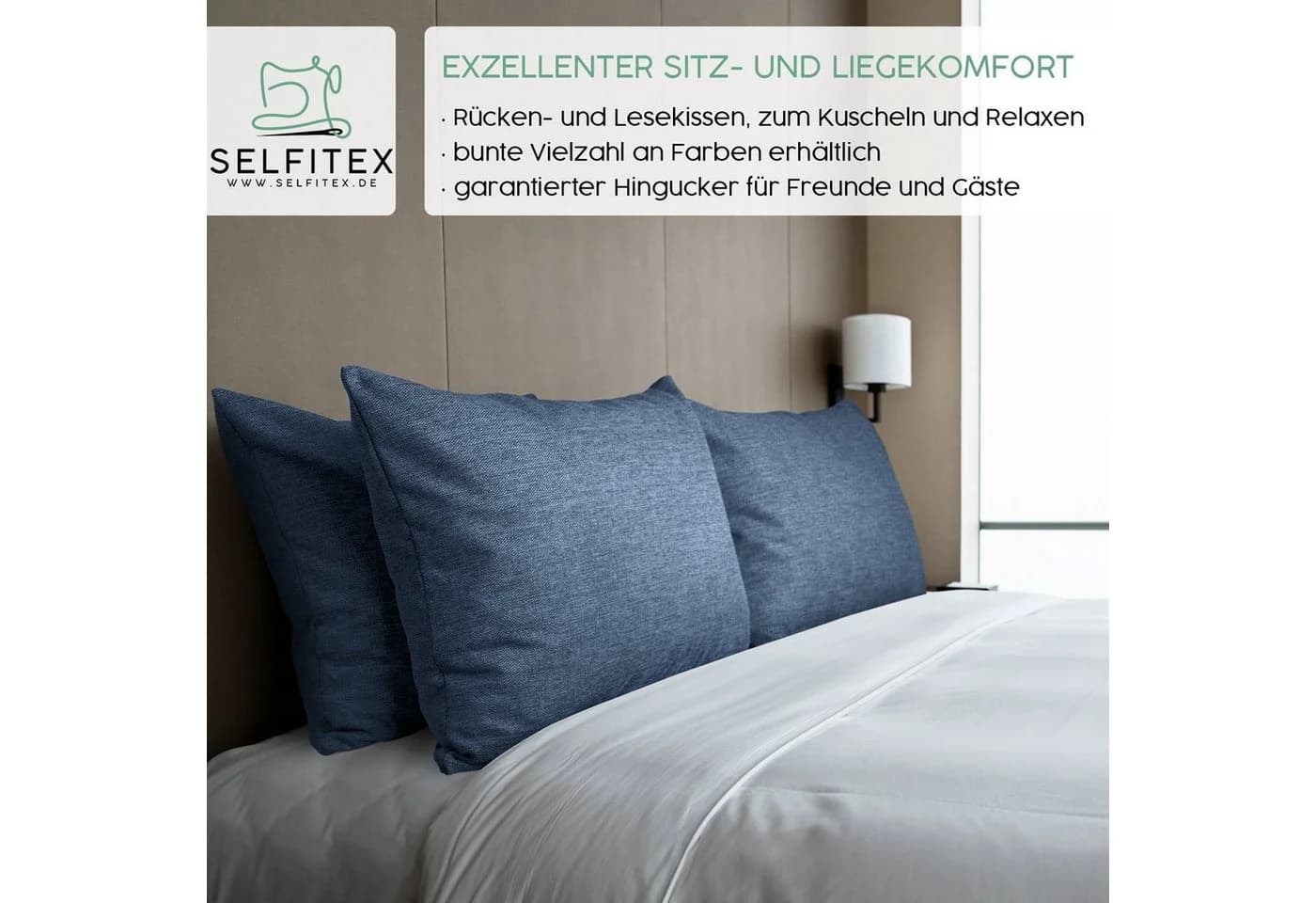Selfitex Dekokissen Blau mit Füllung für Sofa und Bett - Bild 4