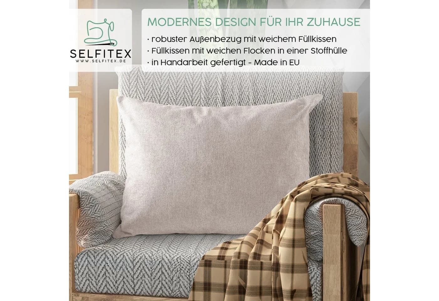 Selfitex Dekokissen Sand 60x80 cm mit Füllung - Bild 5