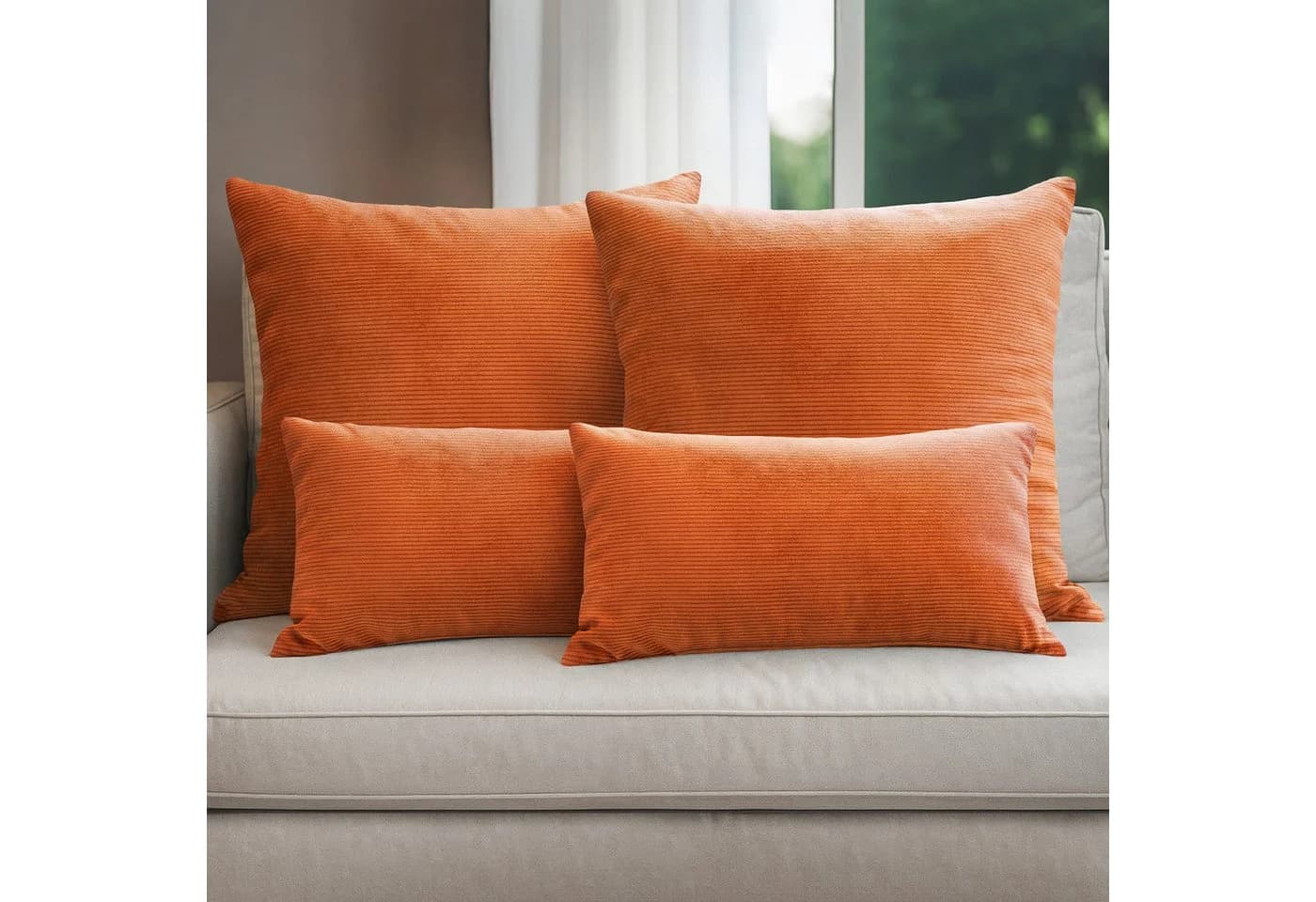 Selfitex Dekokissen 4er Set Cord Terracotta - Bild 2