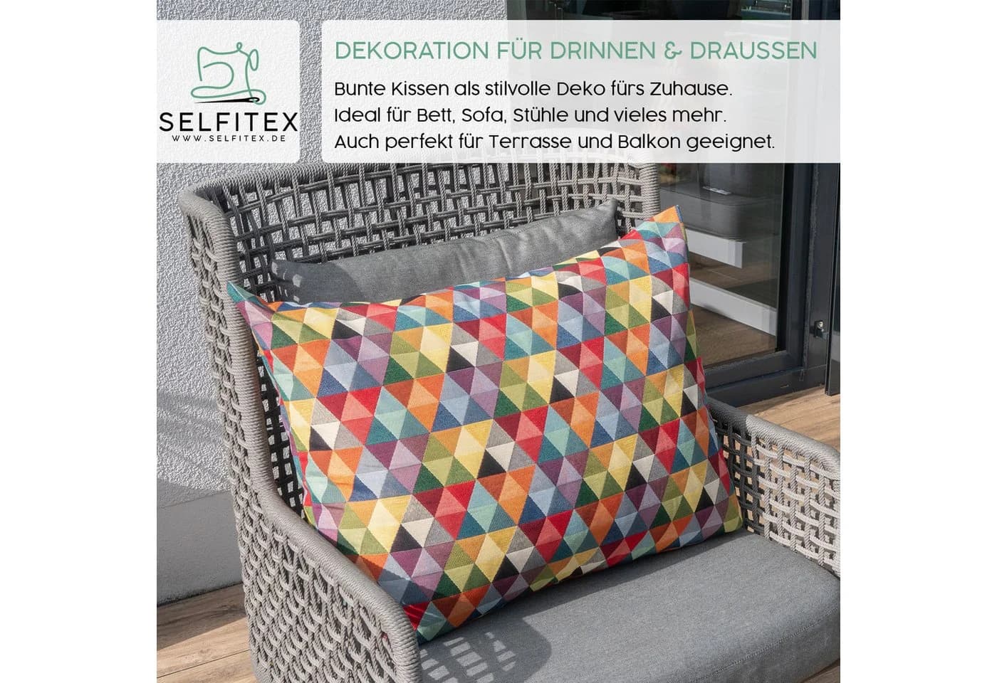 Selfitex Dekokissen XXL 60x80 inkl. Füllkissen, bunter Gobelin-Stoff, Sofakissen der Luxusklasse aus Baumwollmischung - Bild 5