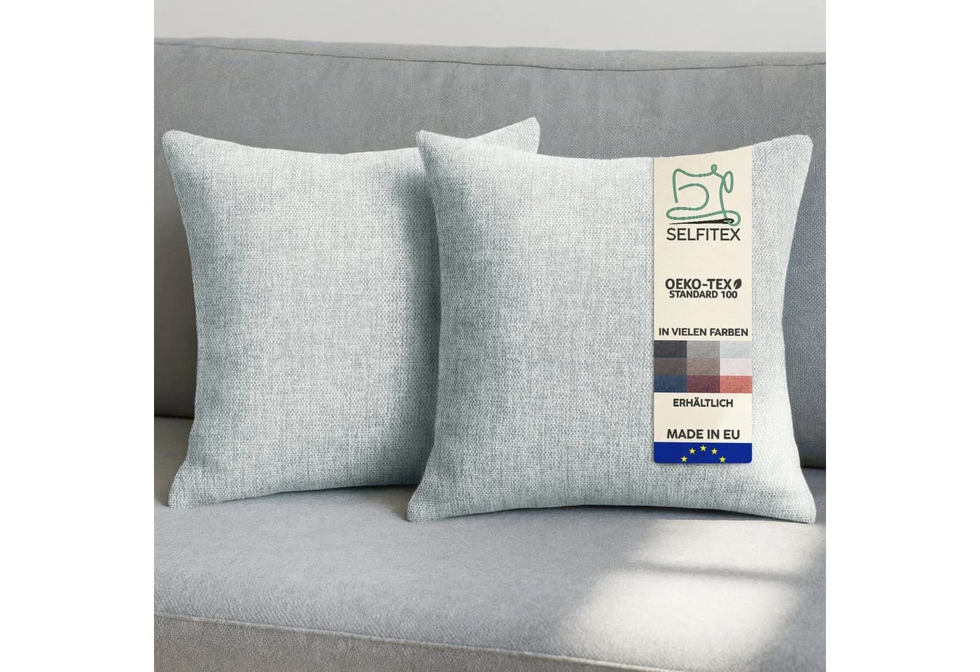 Selfitex Dekokissen 2er Set Grau Canvas Struktur - Bild 2