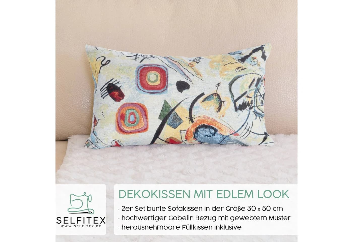 Selfitex Dekokissen 2er Set Bunt Gobelin Muster