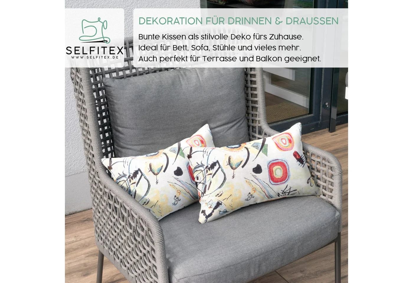 Selfitex Dekokissen 2er Set Bunt Gobelin Muster - Bild 5