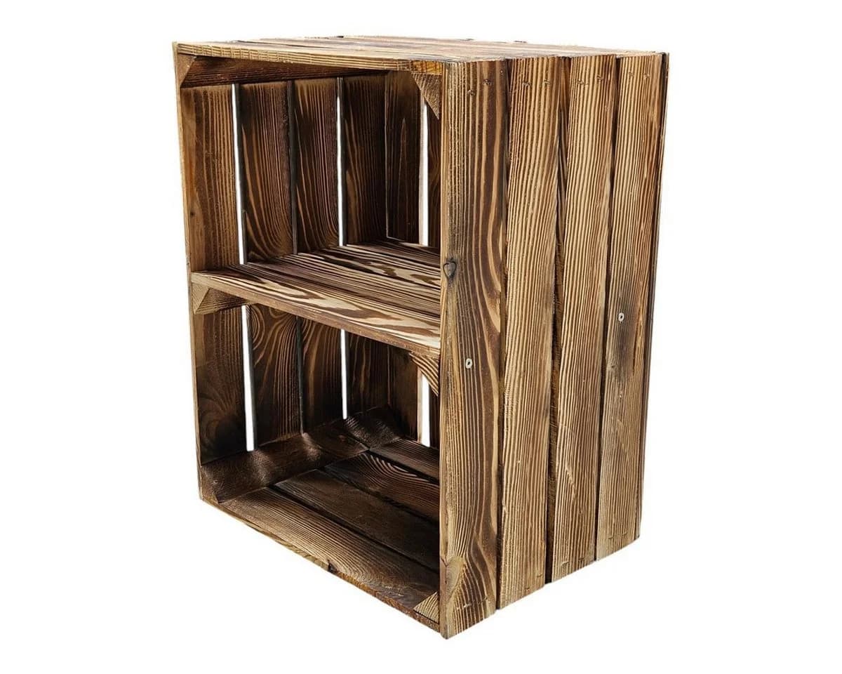 Teramico 2er Set Holzkiste mit Zwischenboden Braun