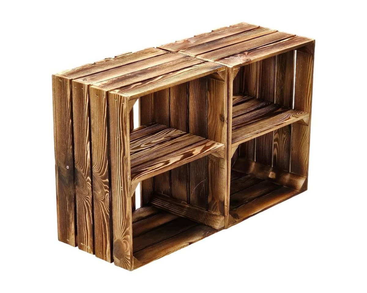 Teramico 2er Set Holzkiste mit Zwischenboden Braun - Bild 2