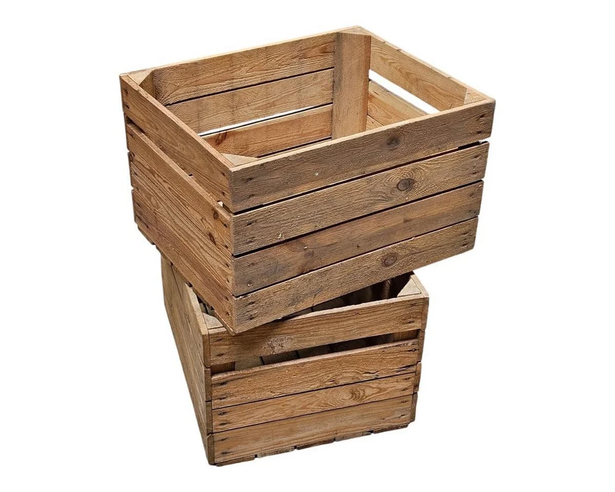 Teramico Vintage Holzkiste 2er Set Natur Holz Obstkiste