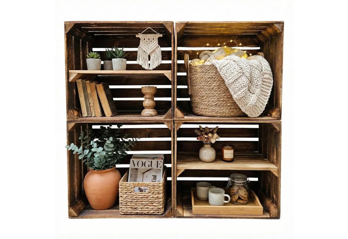 Teramico Holzkiste Obstkisten Regal 4er Set 50 x 40 x 30cm - Bild 2