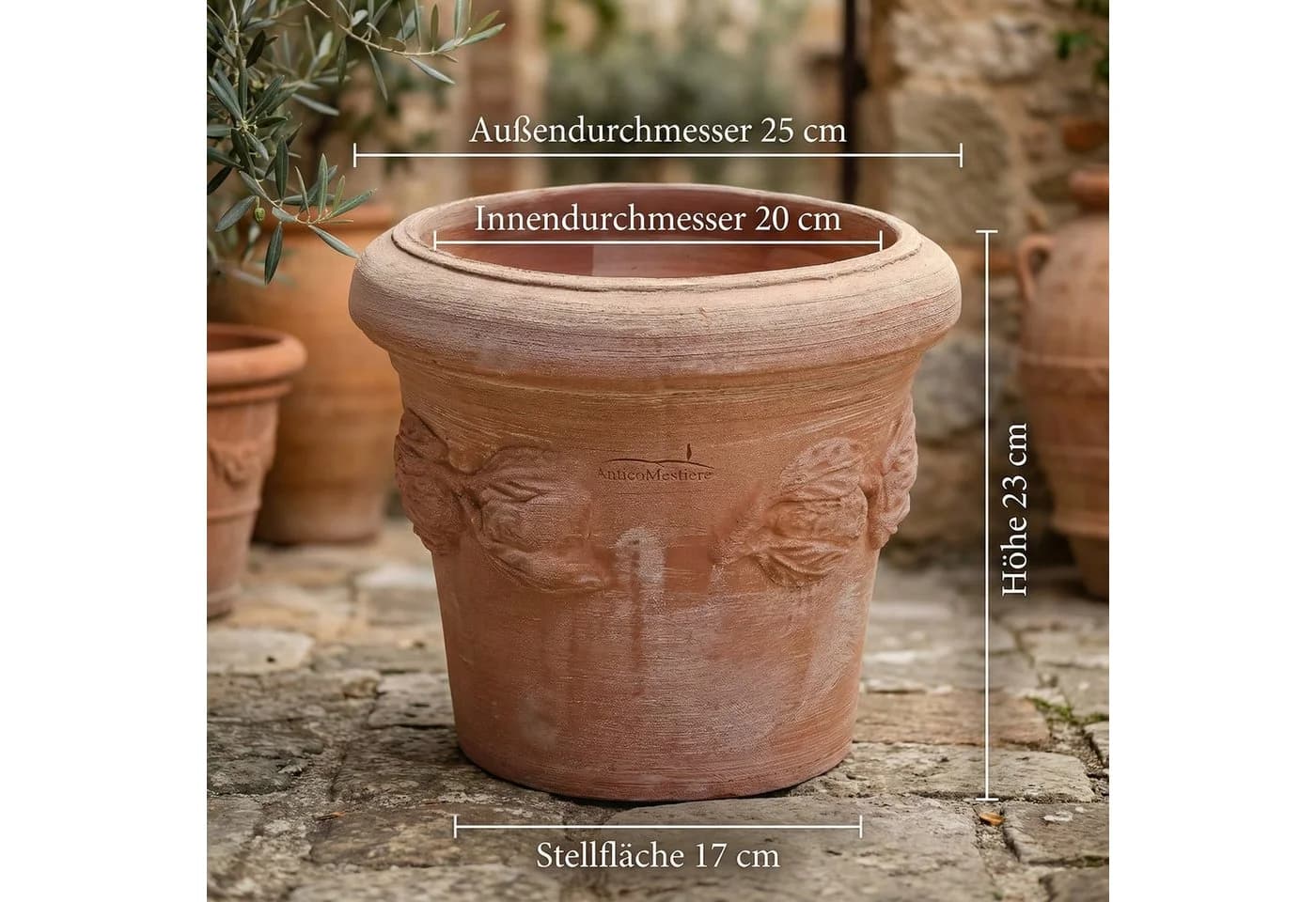 Teramico Blumentopf Terrakotta Limone mit Untersetzer 26cm - Bild 3