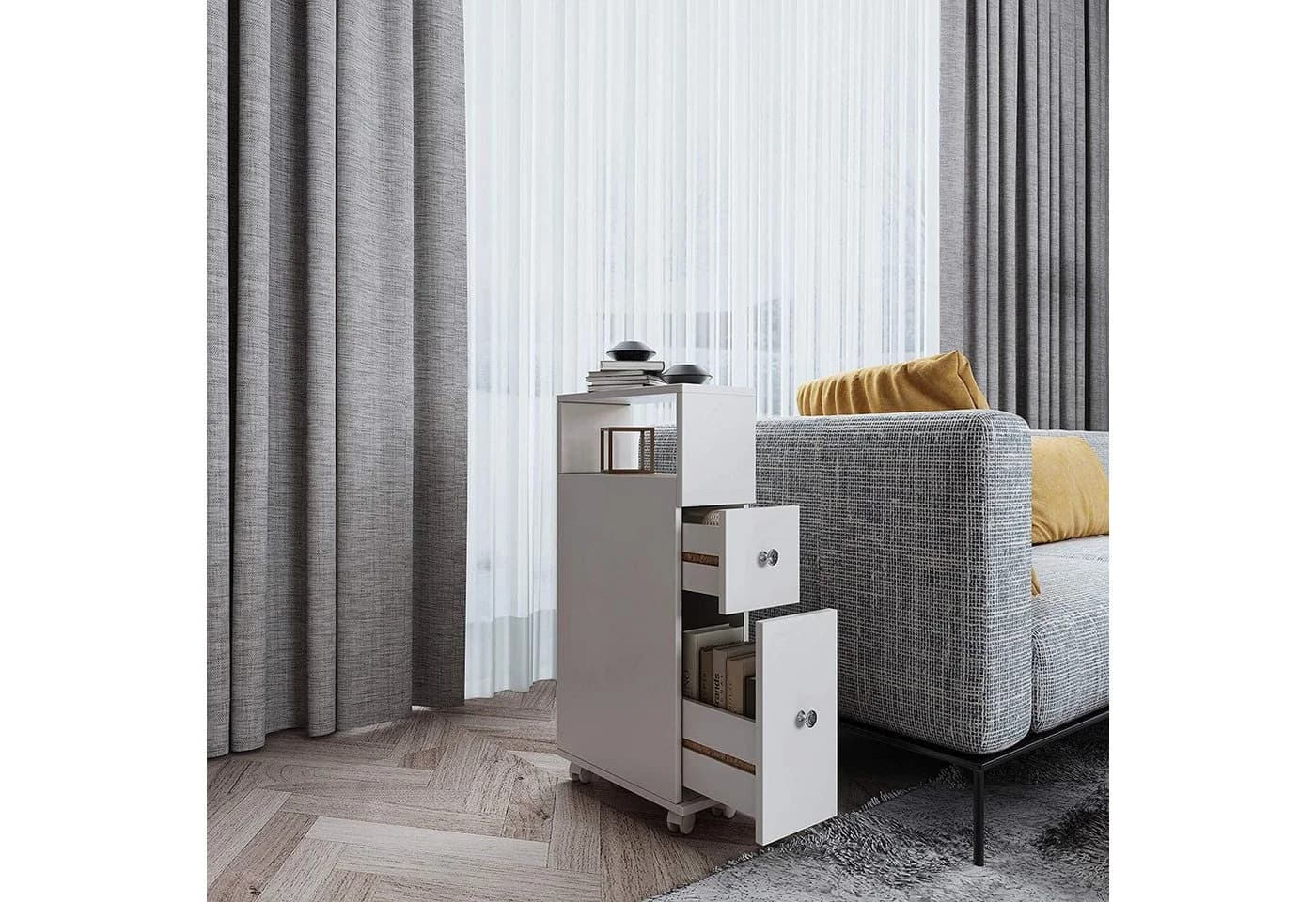 Happy Home Badschrank mit Rollen und Schubladen Weiß - Bild 2