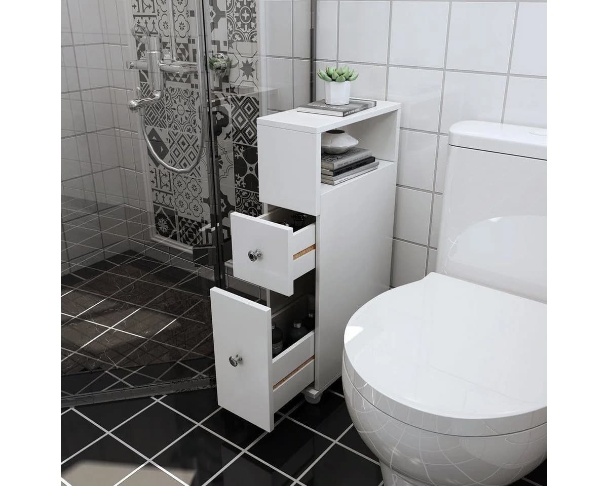 Happy Home Badschrank mit Rollen und Schubladen Weiß - Bild 4