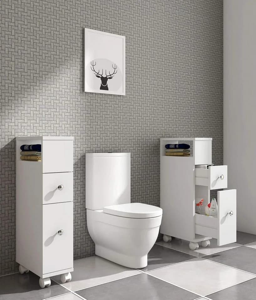 Happy Home Badschrank mit Rollen und Schubladen Weiß - Bild 5