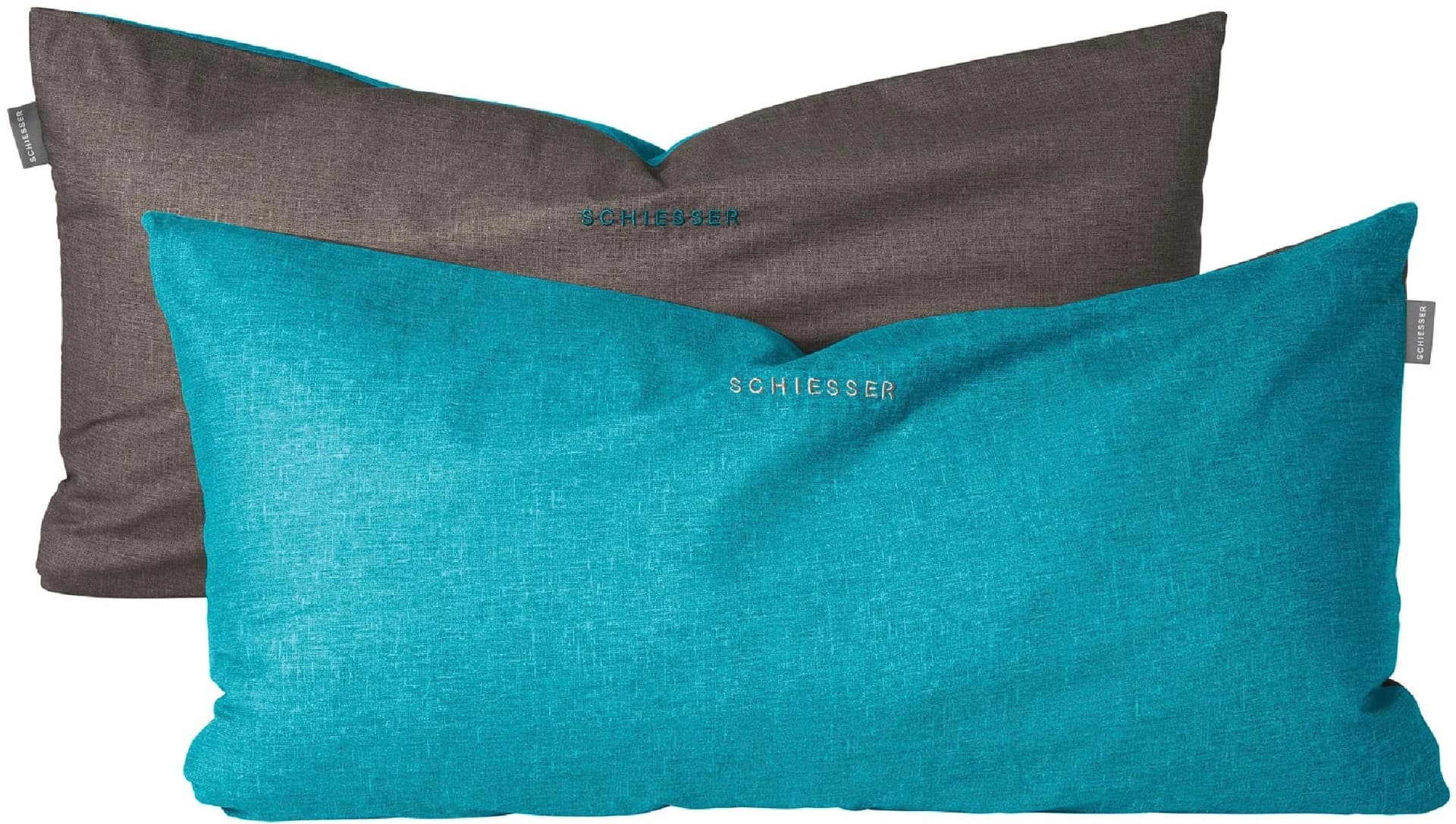 SCHIESSER Kissenhülle Doubleface Türkis-Dunkelgrau Renforcé - Bild 5