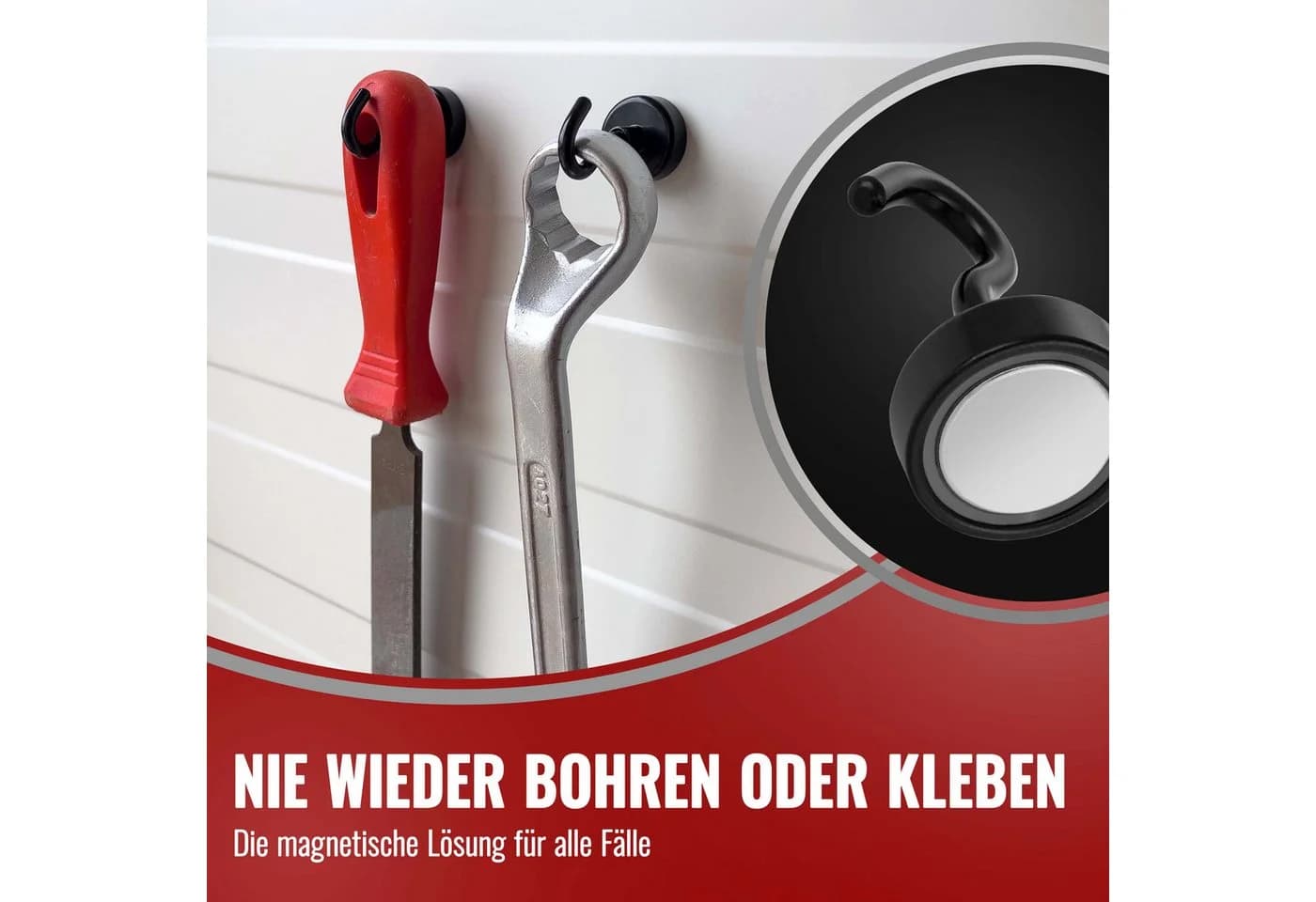 Poppstar Dekomagnet Neodym Magnet-Haken Schwarz 12kg Haftkraft - Bild 5