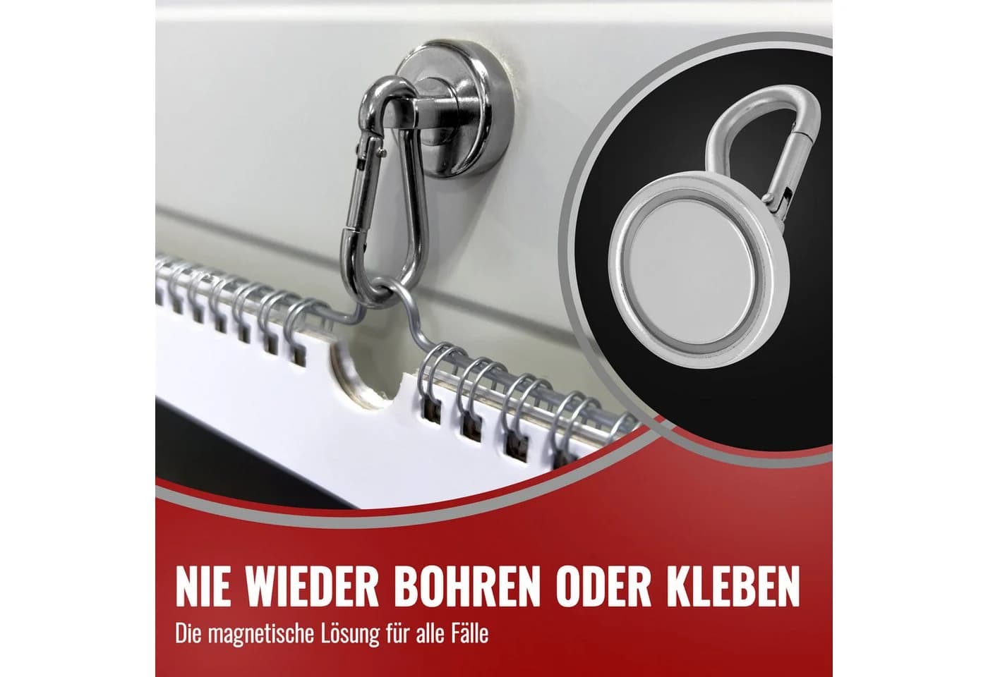 Poppstar Wandhaken Magnet-Karabiner stark, 2er-Set Neodym - Bild 5