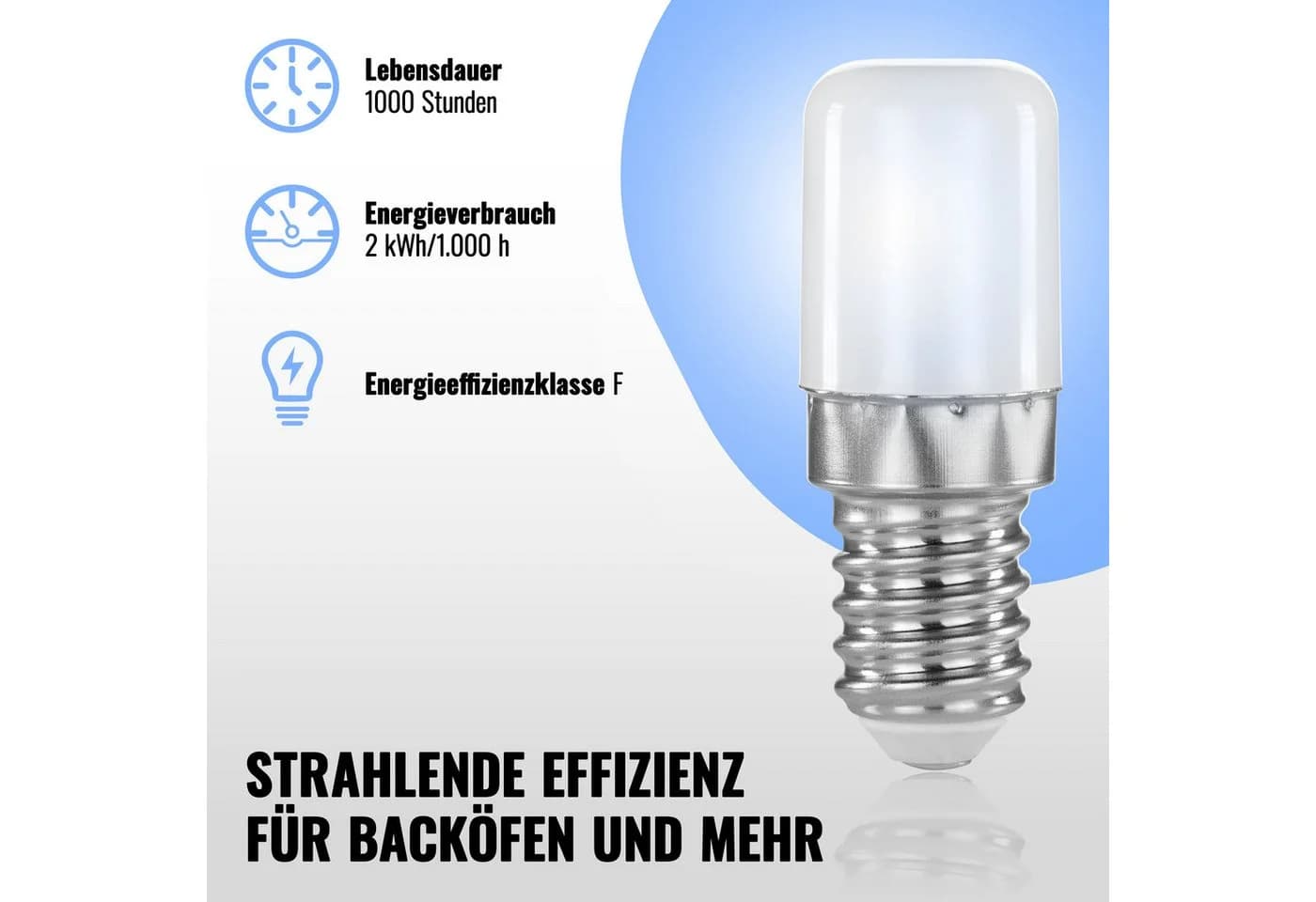 Poppstar LED Kühlschranklampe E14 1,6W Kaltweiß 2er Pack - Bild 3