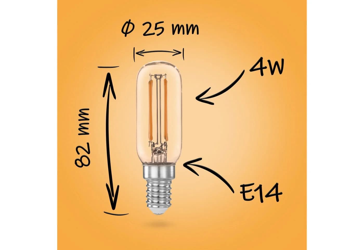 Poppstar E14 LED Leuchtmittel 2x Warmweiß T25 Röhre