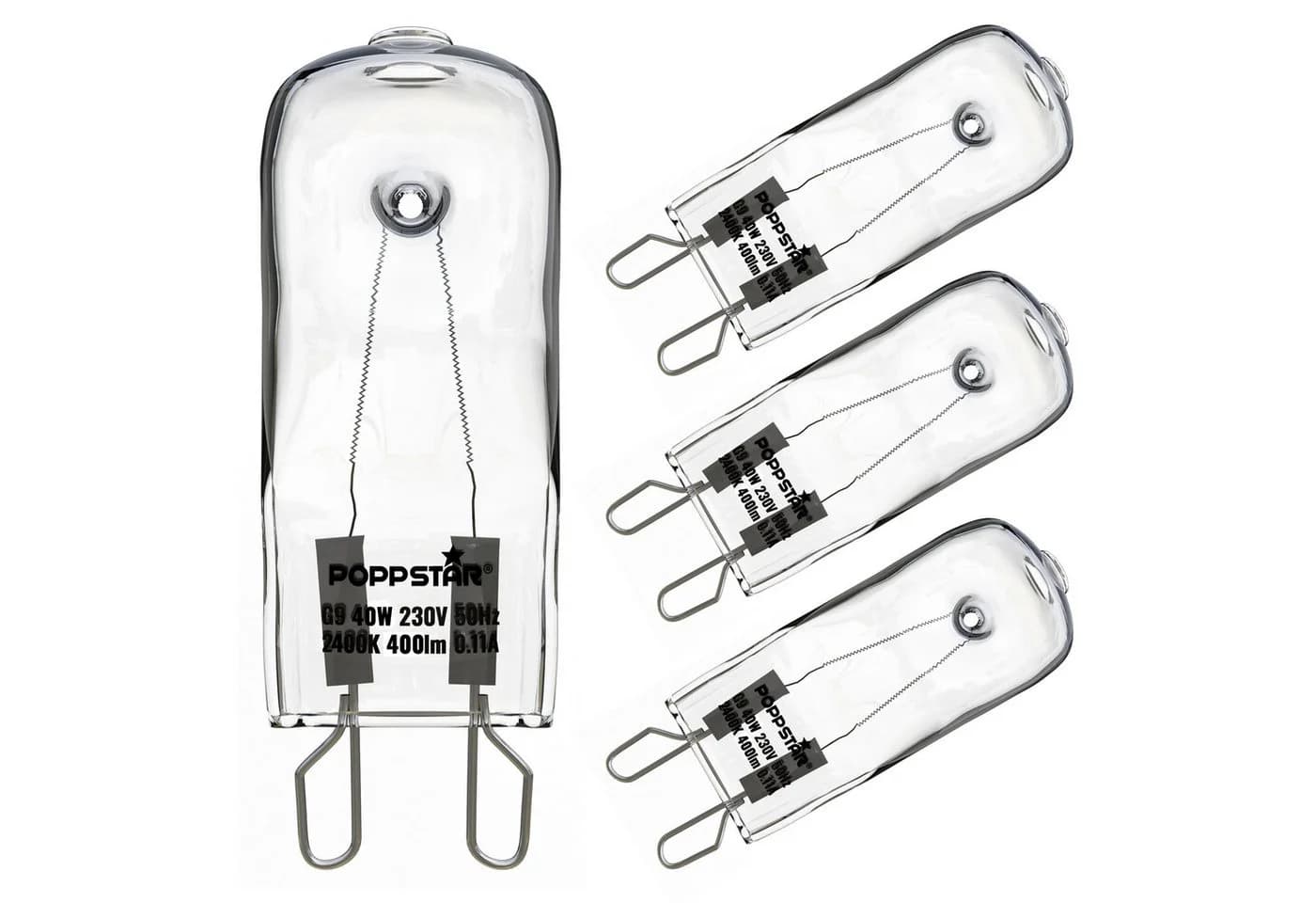 Poppstar Ofen-Lampe G9 40W, 4 St. Dimmbar, Hitzebeständig