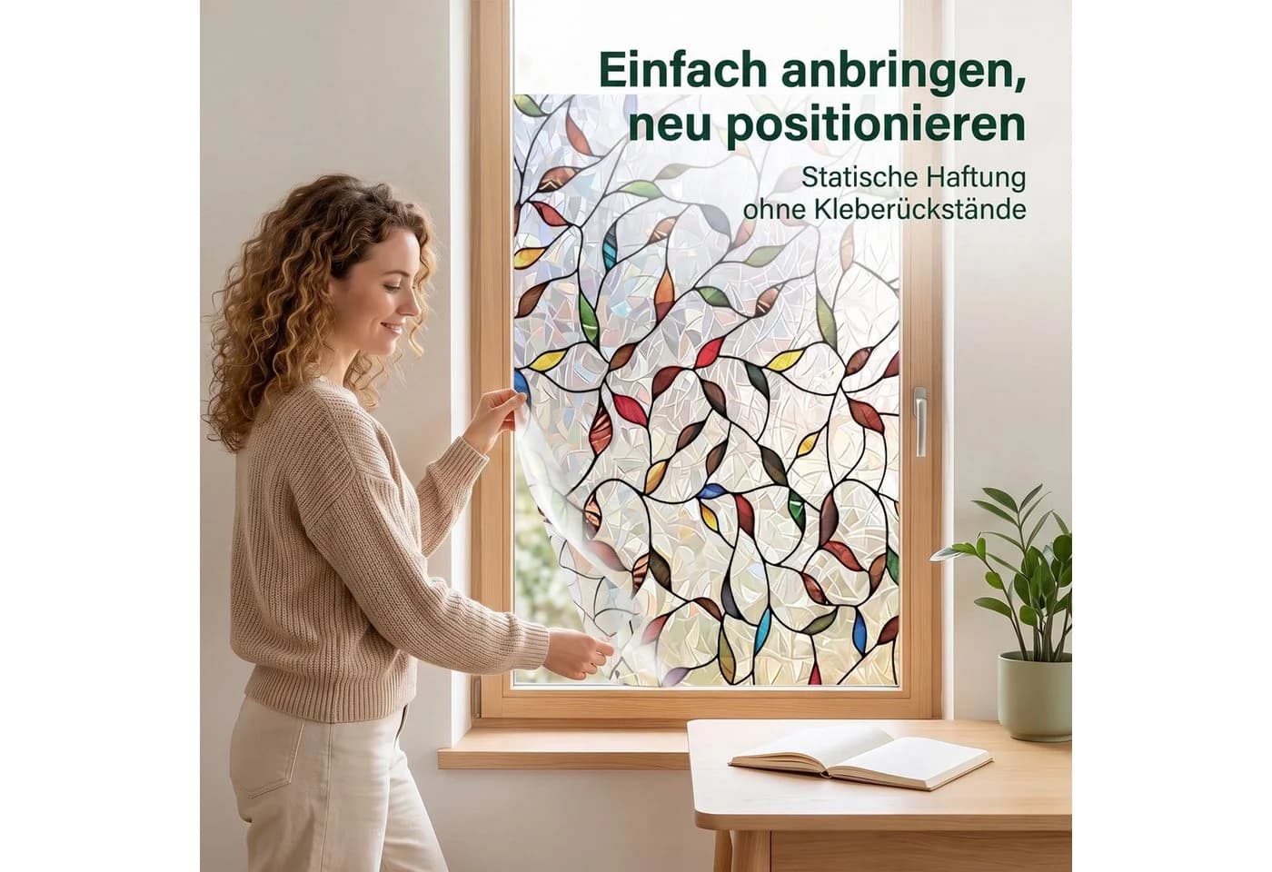 HomeBella Mustertapete Selbstklebend Blättermuster Grün Beige - Bild 5